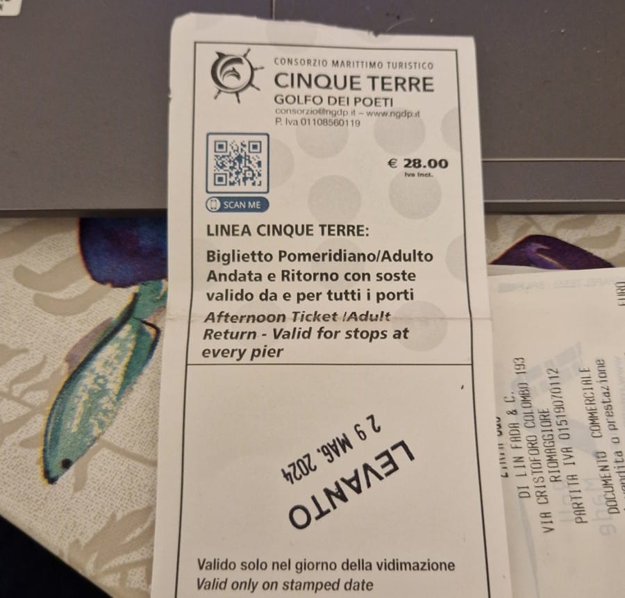 Lauttalippu Levanto - Manarola - Kohti avaraa maailmaa